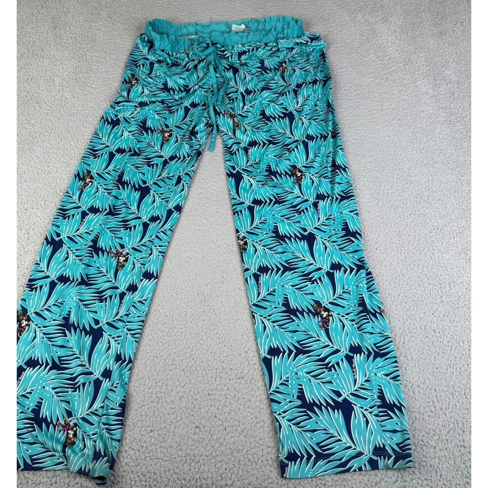 MINNIE MOUSE Lounge Pants Womens Large Blue Disney Sleep PJ's Tropical
